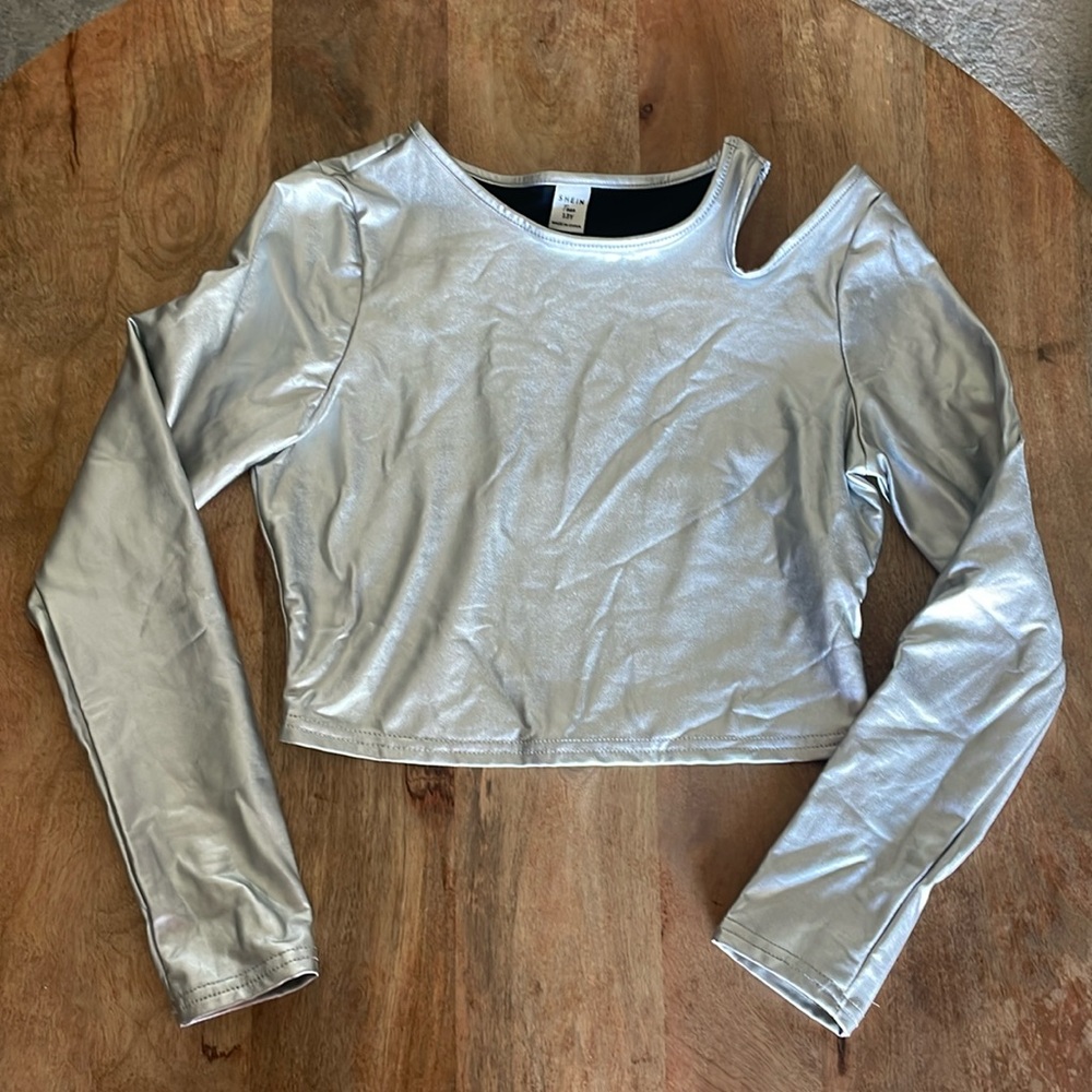 NWOT SHEIN metallic silver shirt